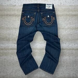 Vintage Y2K True Religion Skater Jeans 34x34 Straight Leg Dark Wash Made in USA